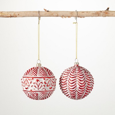 Red Embossed Ball Ornament Multicolor 4