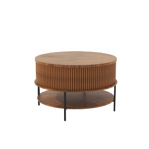 ChicFurnit Coffee Table Farmhouse Brown Lift Top Round Storage Design with Steel Legs for Living Room or Office, Brown, 36.02"*18.7"*9.84" - 1 of 4