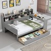 FURNIinspire Beds Wooden Full Size Daybed with Drawers Shelves and Study Desk for Bedroom or Study Room, Gray, 91.3"*64.9"*44.9" - 4 of 4