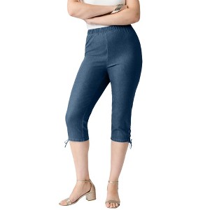 Roaman's Comfort Stretch Lace Up Capri Jean - 1 of 4
