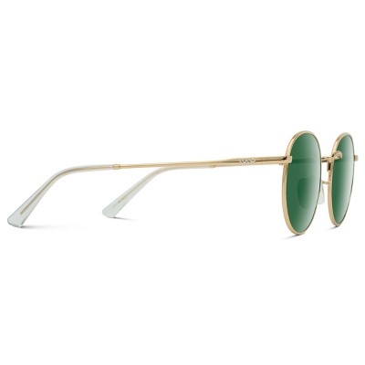 Gold Frame Smoke Green Lens Round Polarized Sunglasses