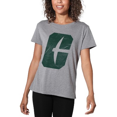 University Of North Carolina  Charlotte Distressed Primary Women's Loose T-Shirt Athletic Heather