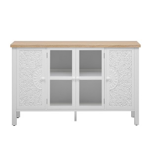 LIVAREEmlen 47.2'' Retro TV Stand for TVs up to 43 Inches with 3 Spacious Cabinets, Glass Cabinet Doors and Anti-tip Device - 1 of 4