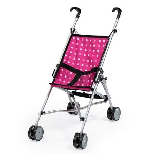 Bayer Design Dolls: Buggy Doll Umbrella Stroller,  Hot Pink & White Polka Dots - 1 of 4