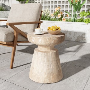 Christopher Knight Home Heike Outdoor Modern Travertine Lightweight Concrete Side Table - 1 of 4