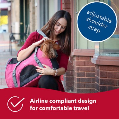 Small Berry and Gray Airline Approved Soft-Sided Pet Carrier