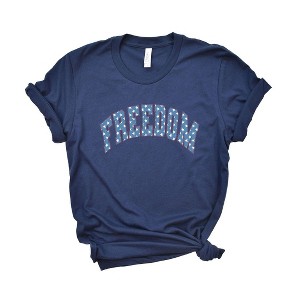Simply Sage Market Women's Freedom Varsity Stars Short Sleeve Graphic Tee - 1 of 3