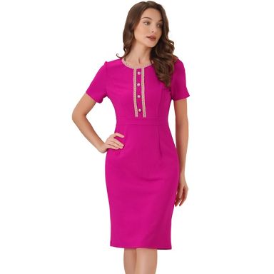 hot pink work dress JOLENE MULTI-WEAR RUCHED MINI DRESS (HOT PINK)