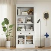 Polibi Modern Display Bookcase with 2 Glass Doors, Adjustable Shelf & Storage Drawer - 2 of 4