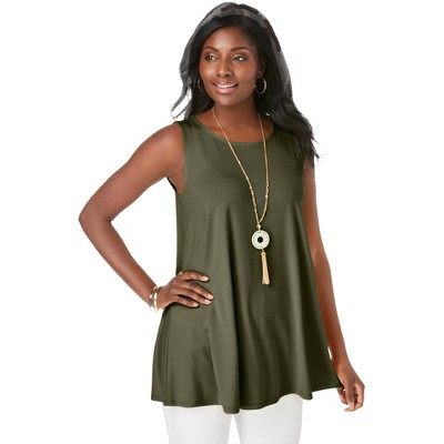 Jessica London Women's Plus Size Stretch Knit Sleeveless Swing Tunic