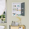 kleankin Bathroom Medicine Cabinet with Shelves Inside & On Door, Locking Medical Cabinet for Safety, First Aid Bathroom Wall Cabinet, White & Grey - 2 of 4