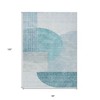 Teal Blue And Silver Geometric Washable Indoor Outdoor Area Rug - 3 of 4