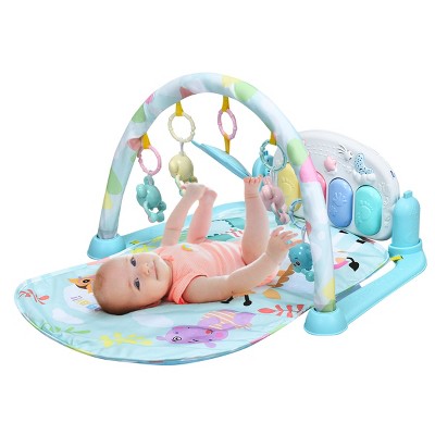 Baby Gym Play Mat 3 in 1 Fitness Music and Lights Fun Piano Activity Center Blue