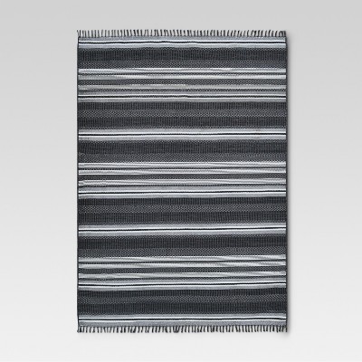 5' x 7' Global Stripe Outdoor Rug Black - Threshold™