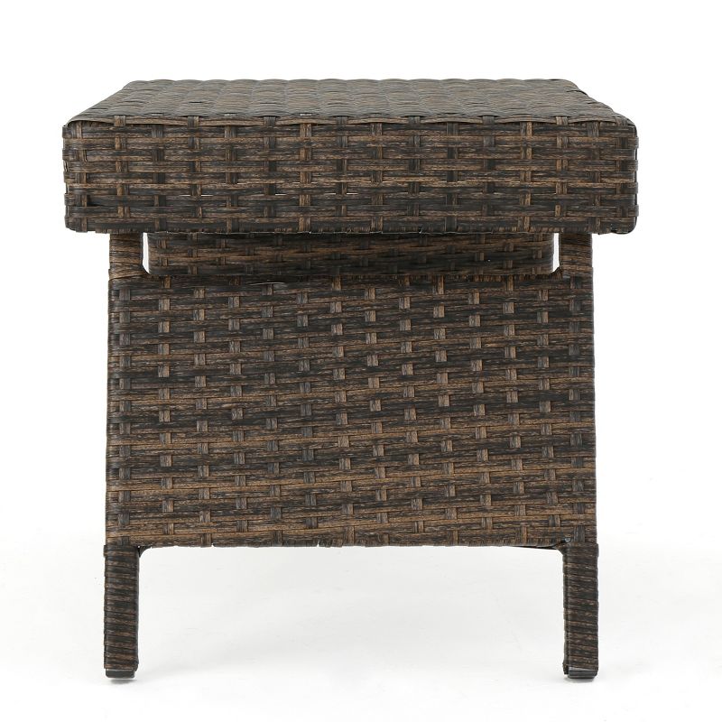 Thira Wicker Adjustable Folding Side Table - Mocha - Christopher Knight Home, 4 of 6
