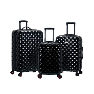 Rockland Quilt 3pc Hardside Polycarbonate Luggage Set - Black - 1 of 4