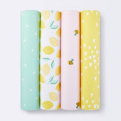Flannel Baby Blankets Honeybee 4pk - Cloud Island™ Yellow/Pink
