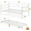 Nasitip Daybed with Trundle Bed, Twin Metal Day Bed with Floral Headboard, Heavy Duty Steel Slats Supports, for Living Room, Guest Room - 2 of 4