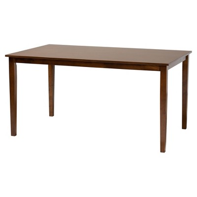 Mid-Century Walnut Brown Wood and Rattan 7-Piece Dining Set