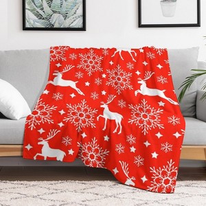 Christmas Deer Snowflakes Christmas Throw Blanket Soft Fleece Christmas Blanket Cozy Flannel Throw for Couch Bed 30x40 inches - 1 of 1