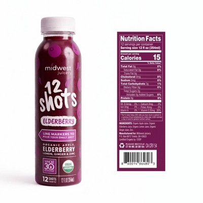 Midwest Juicery 12 Shots Organic Elderberry Wellness Shots - 12 fl oz