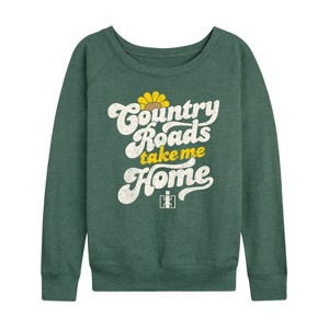 Women's - Country Casuals - Women's Lightweight French Terry Long Sleeve Shirt Lightweight French Terry Wide Neck Long Sleeve Graphic Shirt - 1 of 4