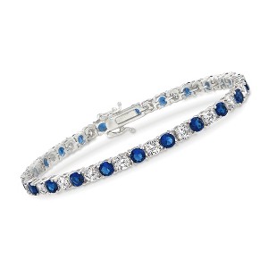 Ross-Simons 4.35 ct. t.w. Simulated Sapphire and 4.35 ct. t.w. CZ Tennis Bracelet in Sterling Silver - 1 of 4
