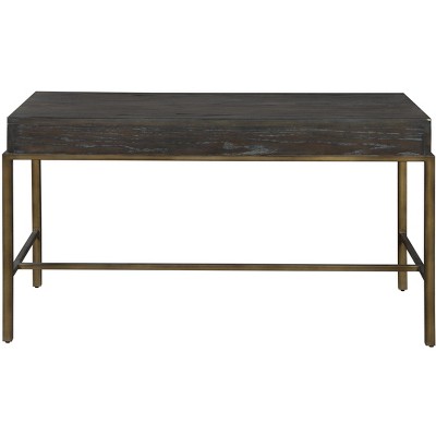 Edgewater 54'' Transitional Home Office Desk in Silver/Brown with 3 Drawers