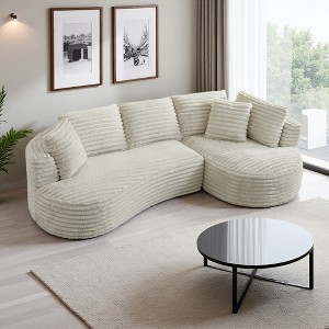 120.9" Chenille Curved L-Shaped Modular Sectional Sofa with Right Chaise - 1 of 4