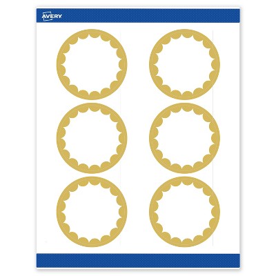 Avery Printable Round Labels, Gold Edge Dots, 3" Diameter, Matte White Round Labels, Permanent, Laser/Inkjet, 60ct, Great for Product Labels