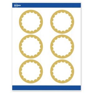 Avery Printable Round Labels, Gold Edge Dots, 3" Diameter, Matte White Round Labels, Permanent, Laser/Inkjet, 60ct, Great for Product Labels - 1 of 4