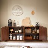 ORRD Walnut Wave Storage Cabinet 64"Wx15"Dx24"H | Wooden Striped Design for Home - 4 of 4