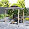 Aghana Digitals 8'x5' BBQ Grill Gazebo with Double-Tier Canopy, 2 Side Shelves & 10 Hooks - Flame - 2 of 4