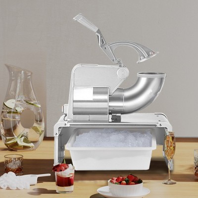 661LBS/H Ice Crushers Machine, 350W Electric Snow Cone Machine with 4 Blades, Stainless Steel Shaved Ice Machine Box,Irregular,silver,18.9in
