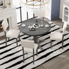 CAVINAS Round Dining Table Set for 4 Round Table with Curved Trestle Style Table Legs 4 Upholstered Chairs for Dining Room - 3 of 4