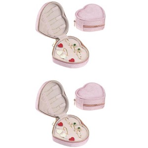Unique Bargains Travel Small Portable Heart-Shaped Plush Velvet Jewelry Box 2 Pcs - 1 of 4