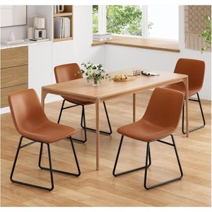 PAGED Dining Chairs Set of 4,Modern Kitchen Chairs with Iron Legs,Chairs for Kitchen,Living Room,Dining Room,Brown - 1 of 4