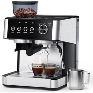 R.W.FLAME Espresso Machine with Grinder, 15-Bar Pump, Milk Frother, and 30 Grind Settings, Ideal for Cappuccino and Latte, with Removable Water Tank - 1 of 4