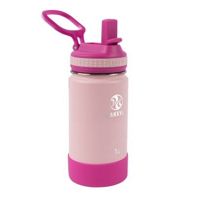 Takeya 14oz Actives Insulated Stainless Steel Bottle with Straw Lid - Pink