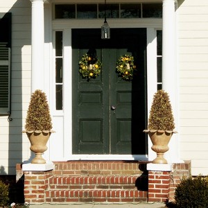 poetree 2.5 ft Autumn Artificial Fall Boxwood Topiary Tree Set of 2 in Pot,Fake Tree for Home Decor - 1 of 4