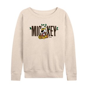 Women's - Disney - Mickey & Friends Lightweight French Terry Wide Neck Long Sleeve Shirt - 1 of 4