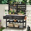 64.9"H Outdoor Potting Bench Table, Solid Fir Wood Kitchen Island with Stainless Steel Top, Upper Hutch & Storage - ModernLuxe - 2 of 4