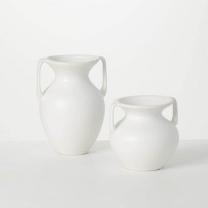 Sullivans Bisque Ceramic Handled Ceramic Urn Set of 2, 9"H & 6"H White - 1 of 4