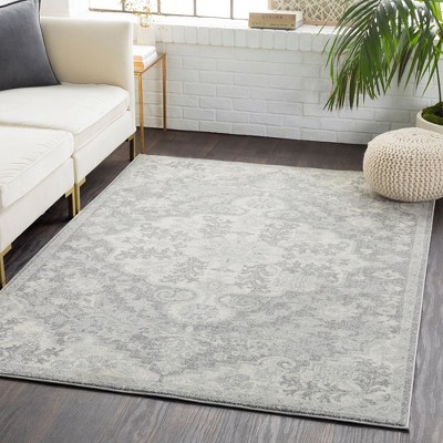 Olivia Charcoal Gray Synthetic Rectangular Area Rug 3'11" x 5'7"