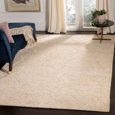 Ivory Hand-Knotted Wool and Synthetic Area Rug 3' x 5'
