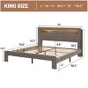 FURNIinspire Beds Modern King Bed Frame, Wood Platform Bed with Simple Headboard, Noise Free, No Box Spring Needed, Grey, 82.8"*76.8"*38.2" - 3 of 4