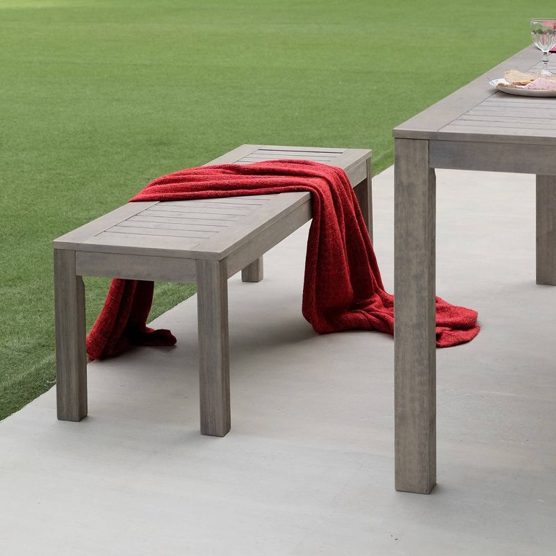 Westlake Wood Outdoor Patio Backless Bench - Weathered Gray - Cambridge Casual, 3 of 9