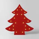 12" Battery Operated Lit Wood Christmas Tree Figurine - Wondershop™ Red