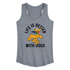 Women's - Disney - Pluto Life Is Better With Dogs Graphic Racerback Tank - 1 of 4