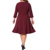 Agnes Orinda Women's Plus Size Crew Neck 3/4 Sleeve High Waist Button Decor Office Casual A Line Midi Dress with Zipper - 4 of 4